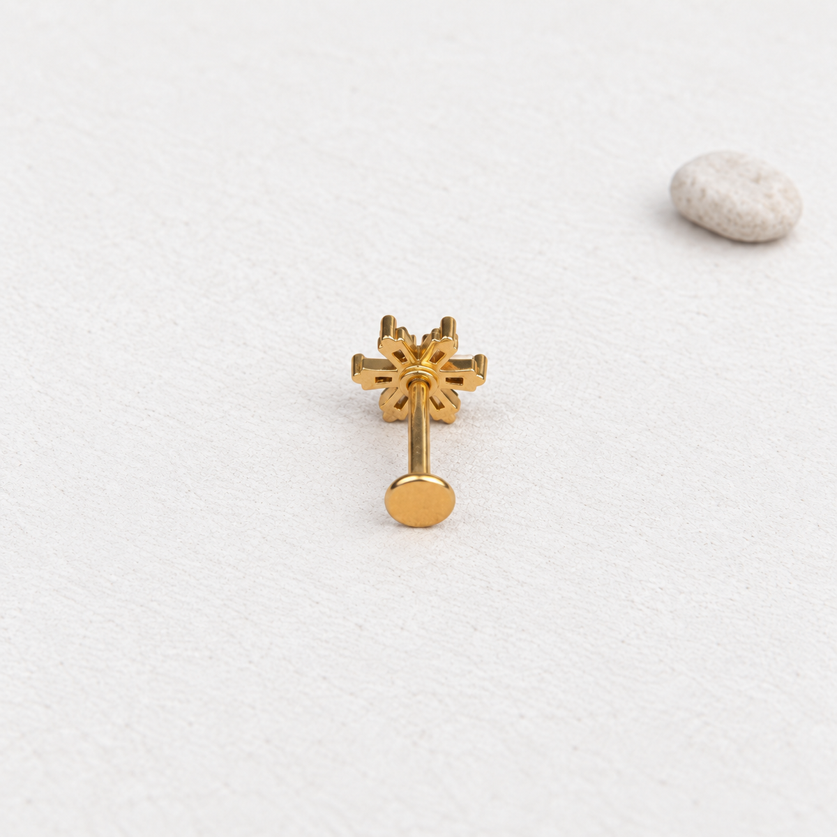 Flower Piercing Stud, 16G, 8mm, Gold or Silver, Single