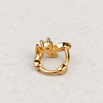 Gold leaf hoop earring clasp detail
