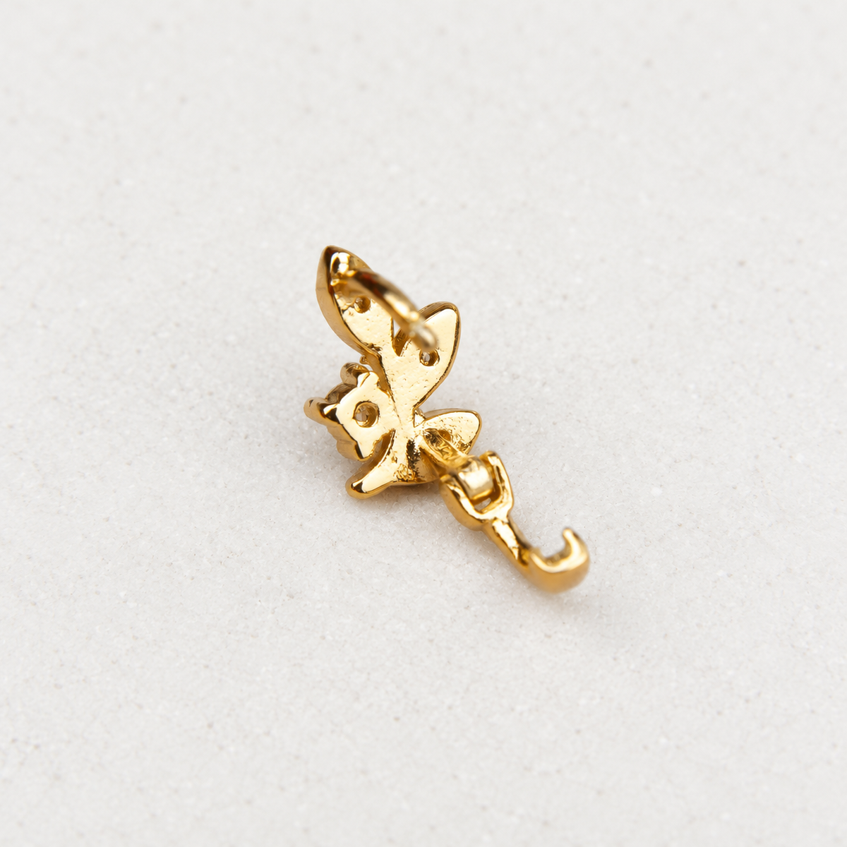Gold leaf hoop earring side detail
