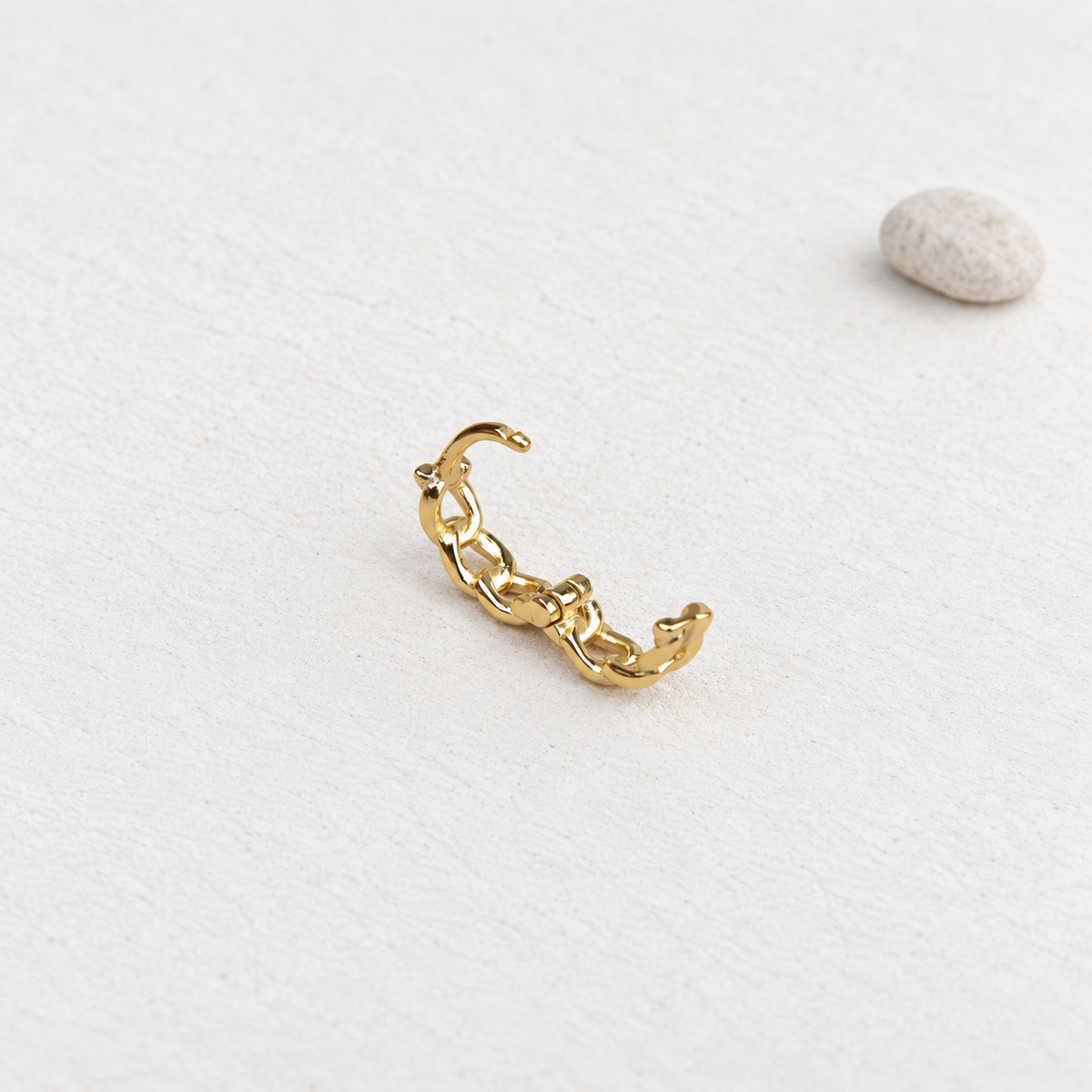 Chain Pattern Hoop Earring, 10mm, Gold or Silver, Single