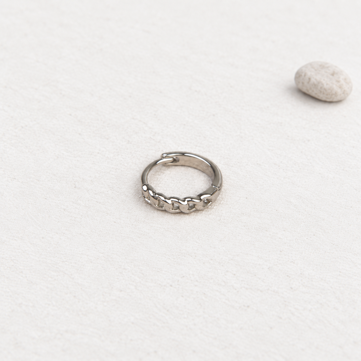 Chain Pattern Hoop Earring, 10mm, Gold or Silver, Single