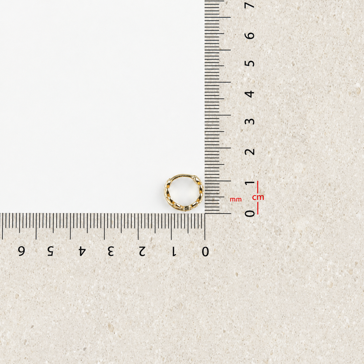Chain Pattern Hoop Earring, 10mm, Gold or Silver, Single