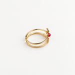 Cherry Zircon Adjustable Ring, Gold or Silver, Single