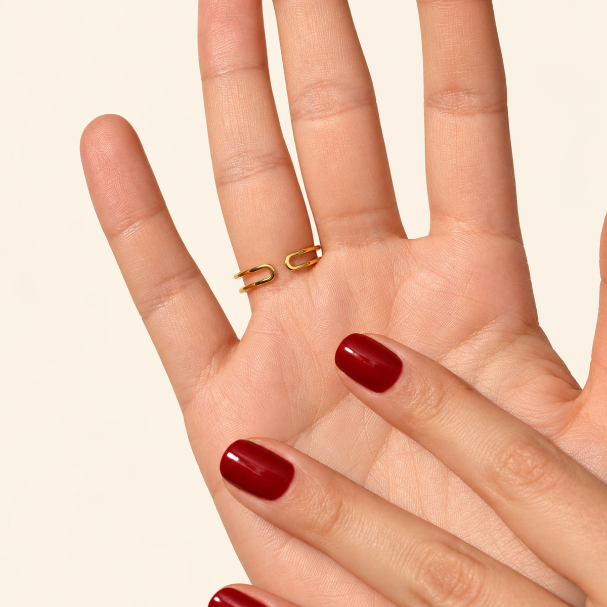 Cherry Zircon Adjustable Ring, Gold or Silver, Single