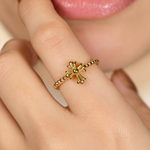 Cross Adjustable Ring, Gold, Single