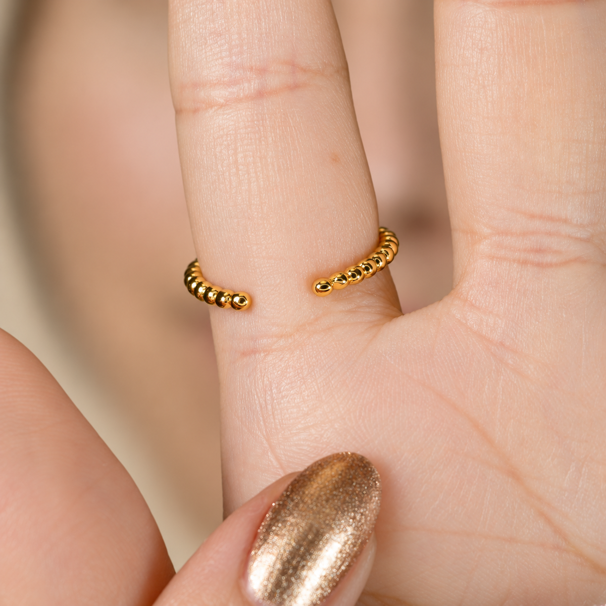 Cross Adjustable Ring, Gold, Single
