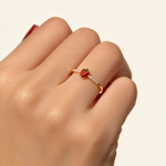 Strawberry Adjustable Ring, Gold or Silver, Single - product view