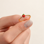 Strawberry Adjustable Ring, Gold or Silver, Single - Gold variant