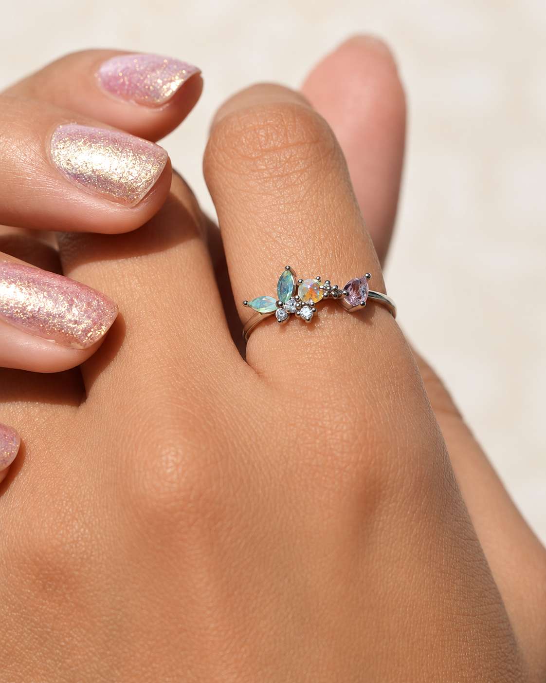 Butterfly Adjustable Ring, Gold, Silver or Multicolour, Single