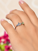 Butterfly Adjustable Ring, Gold, Silver or Multicolour, Single