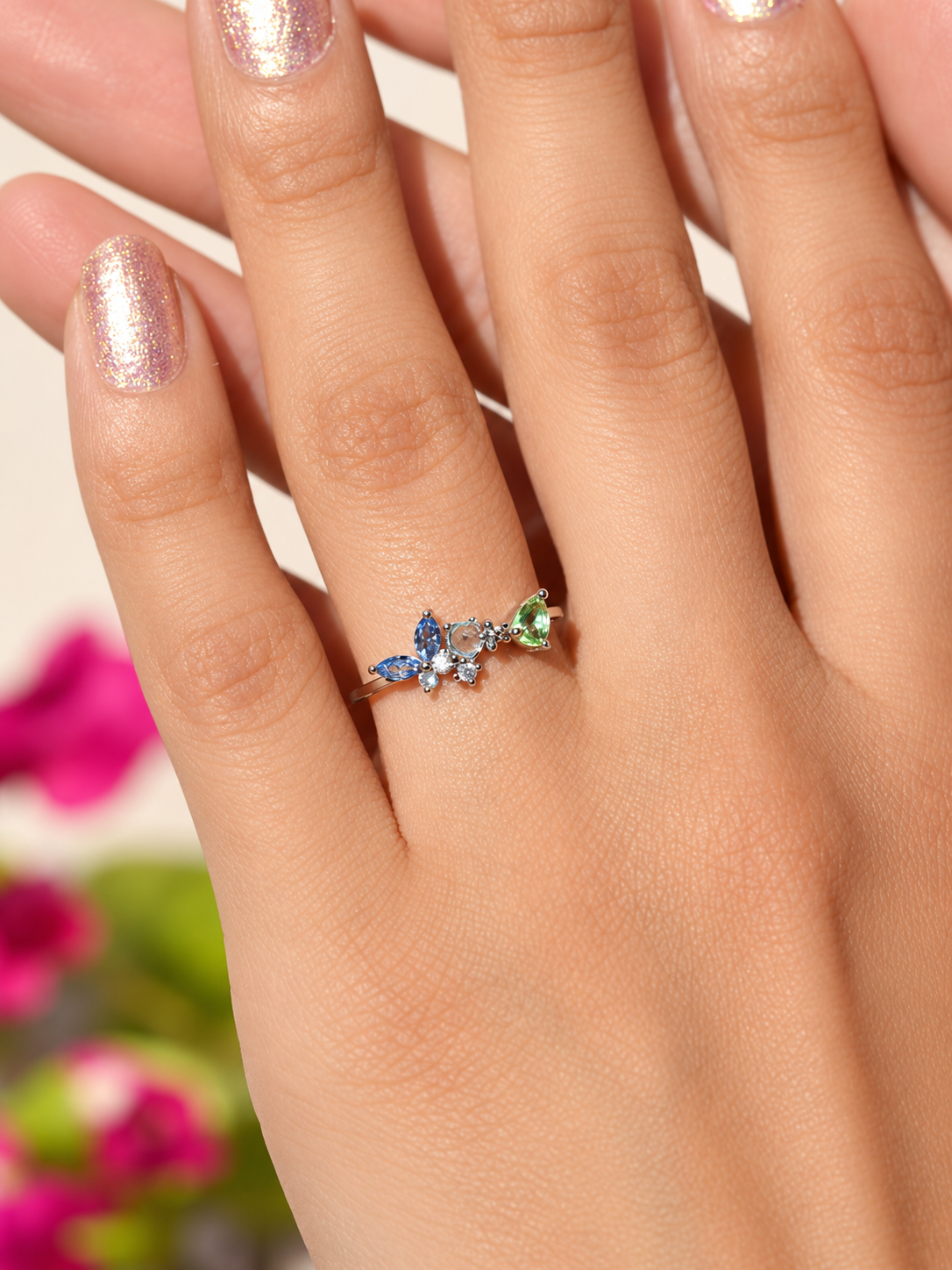 Butterfly Adjustable Ring, Gold, Silver or Multicolour, Single