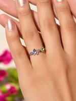 Butterfly Adjustable Ring, Gold, Silver or Multicolour, Single