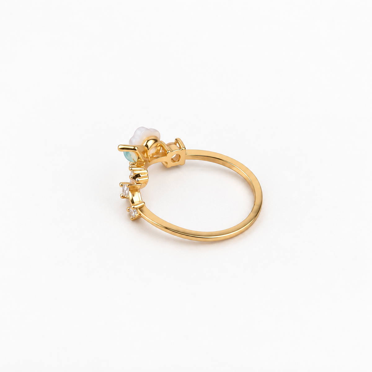 Magnolia flower adjustable ring, side view