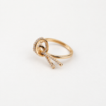 Bow Zircon Adjustable Ring, 16-20mm, Gold or Silver, Single