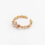 Gold or Silver Flower Adjustable Ring, Zircon Knuckle Ring, Single