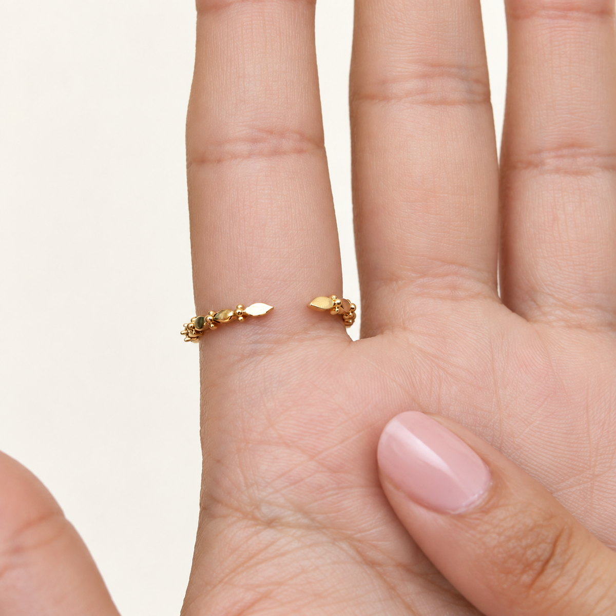 Gold or Silver Flower Adjustable Ring, Zircon Knuckle Ring, Single