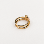 Flower Zircon Adjustable Ring, Gold or Silver, Single