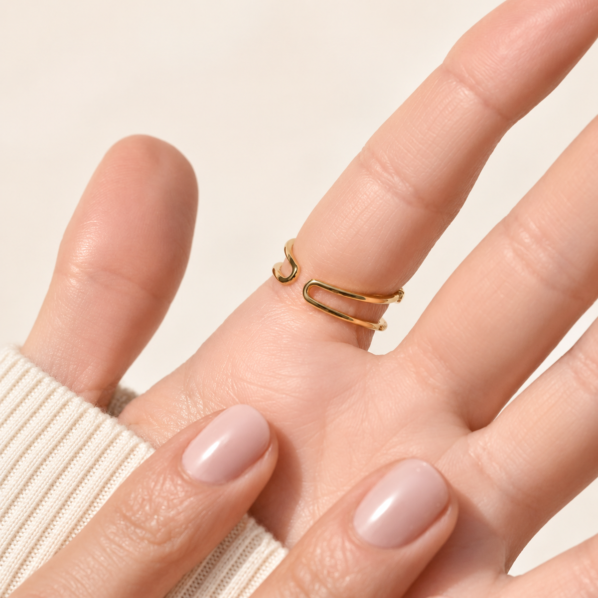 Flower Zircon Adjustable Ring, Gold or Silver, Single