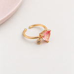 Heart Adjustable Ring, Pink or Purple, Single - product view