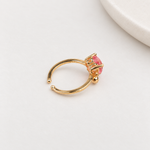 Heart Adjustable Ring, Pink or Purple, Single - product view