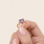 Heart Adjustable Ring, Pink or Purple, Single - product view