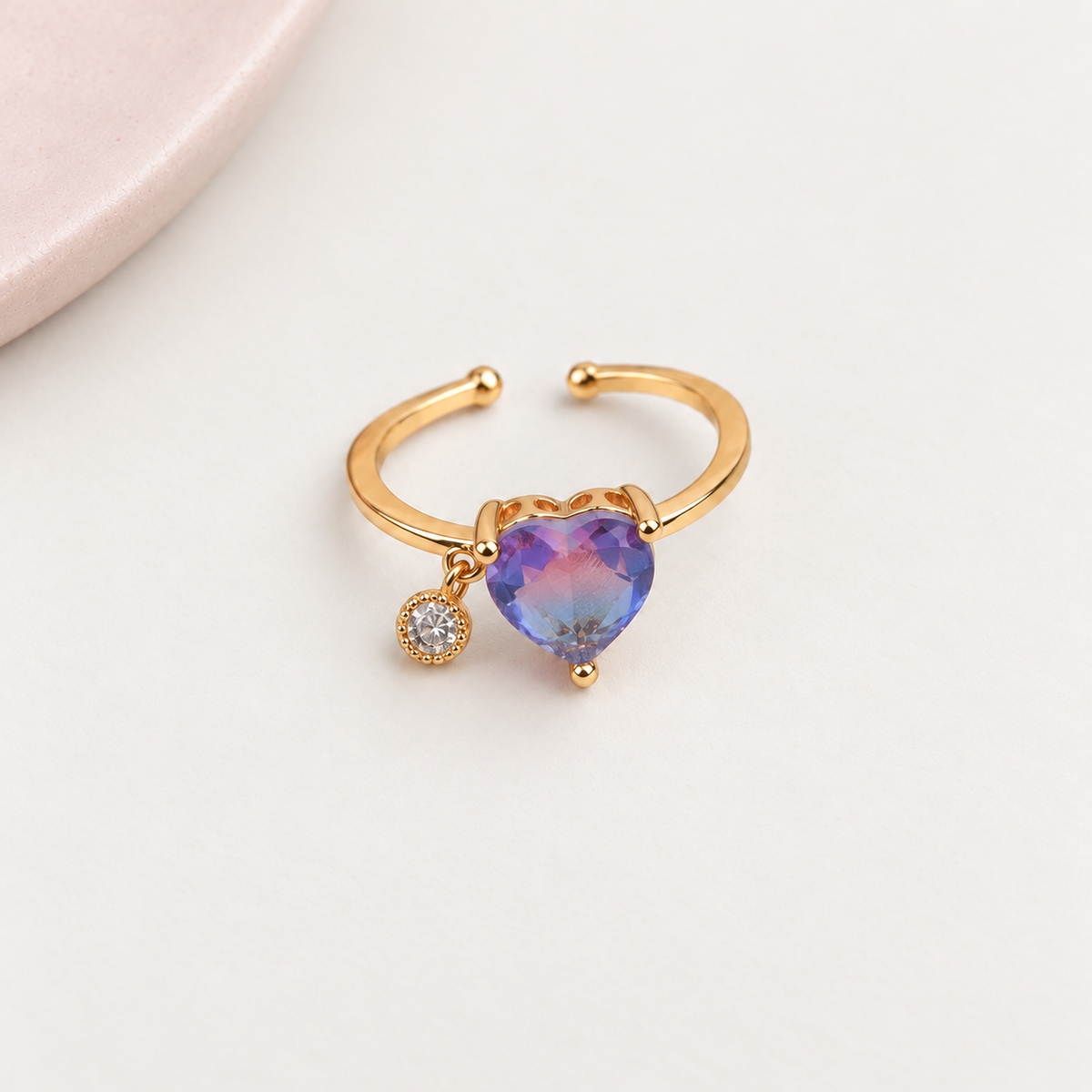 Heart Adjustable Ring, Pink or Purple, Single - Purple variant