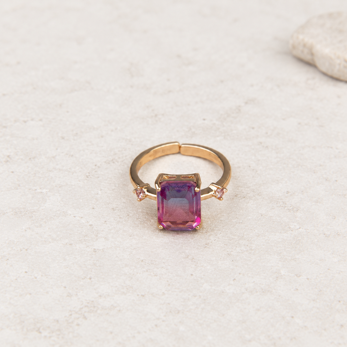 Purple Baguette Adjustable Ring, Single