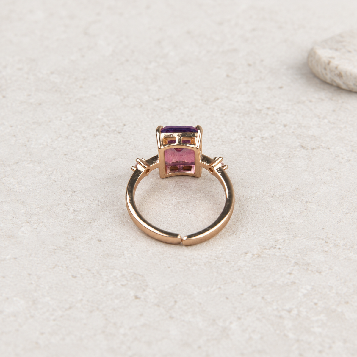 Purple Baguette Adjustable Ring, Single