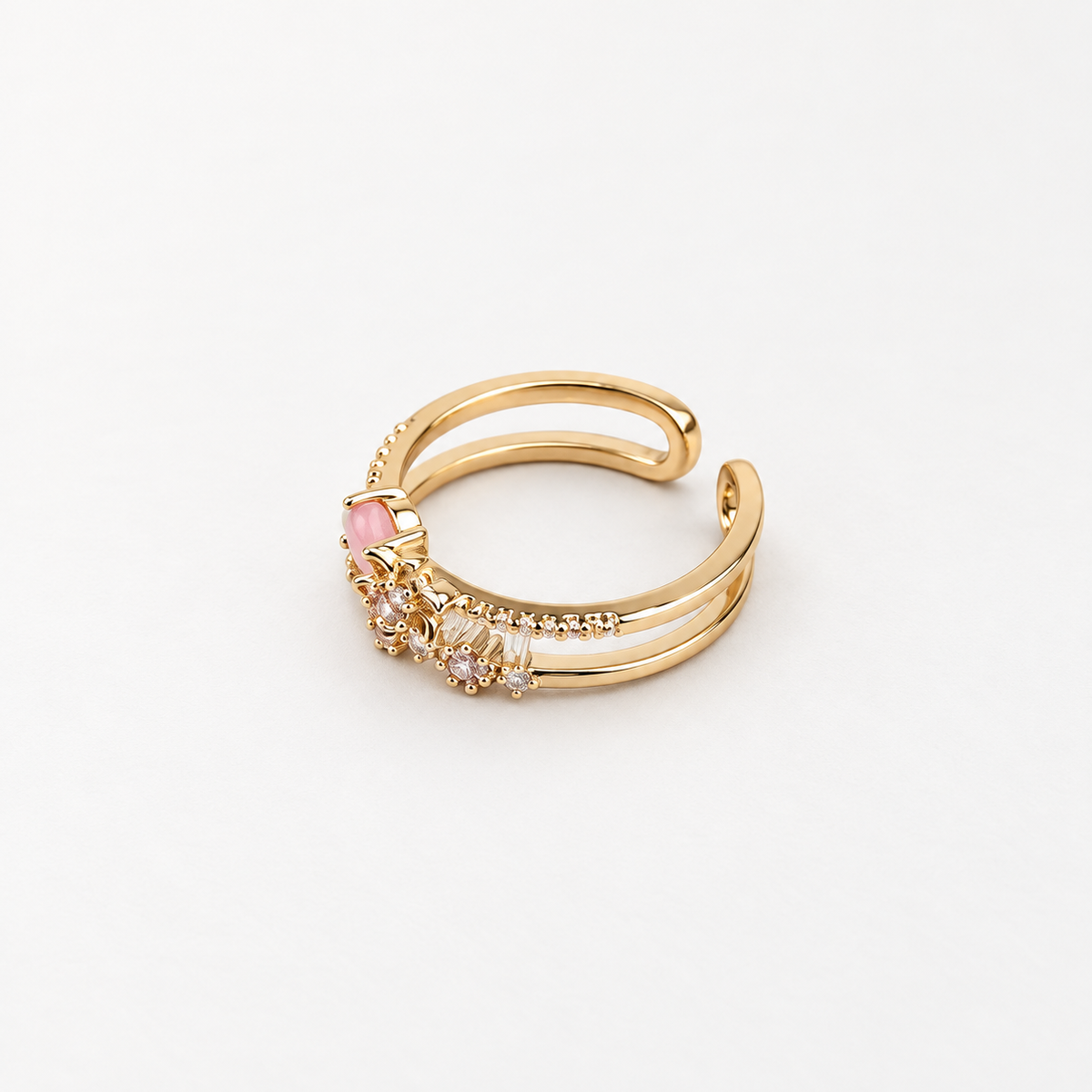Flower Zircon Adjustable Ring, Single