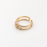 Flower Zircon Adjustable Ring, Single
