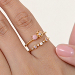 Flower Zircon Adjustable Ring, Single