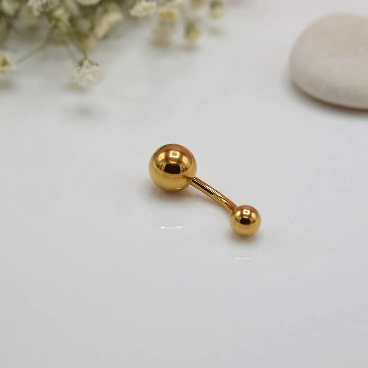 Ball Belly Button Ring in Black, Gold or Silver, 316L Steel Navel Bar, Single – Toku LONDON