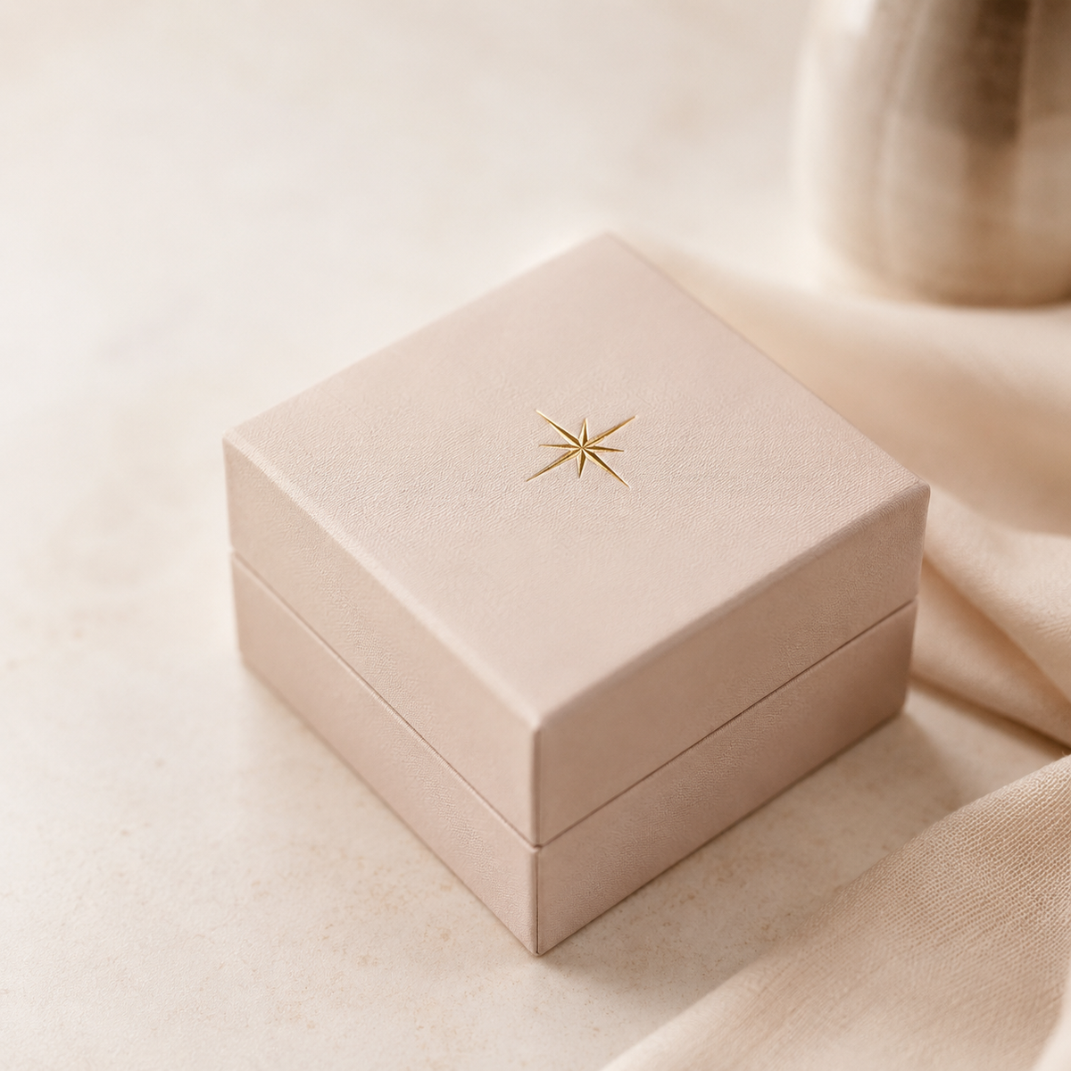 Soft neutral jewellery box visual for shipping and delivery information