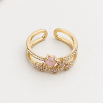 Flower Zircon Adjustable Ring, Single