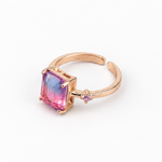 Purple Baguette Adjustable Ring, Single