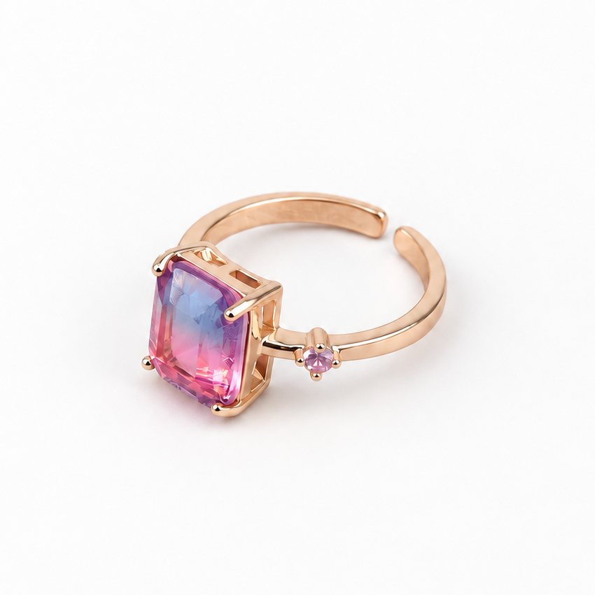 Purple Baguette Adjustable Ring, Single