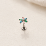 Flower Piercing Stud, 16G, 8mm, Gold or Silver, Single