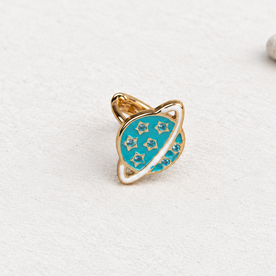 Star Planet Hoop Ring, 18G, 8mm, Blue or Navy Blue, Single