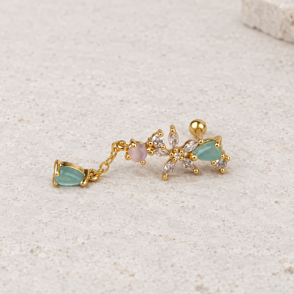 Dangle Piercing Stud, 18G, 7mm, Gold or Silver, Single