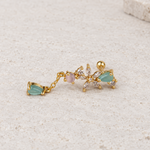 Dangle Piercing Stud, 18G, 7mm, Gold or Silver, Single