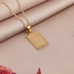 Rectangular Arabic Calligraphy Pendant Necklace, 45cm, Gold, Single - product view
