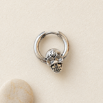 Skull Men's Hoop Earring, 12mm, Silver, Single
