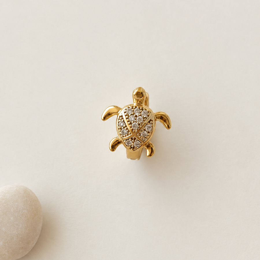 Turtle Hoop Ring, 18G, 7mm, Gold, Single