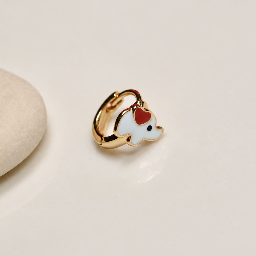 Heart Elephant Cartilage Earring for Helix & Tragus, Red or Blue, Single