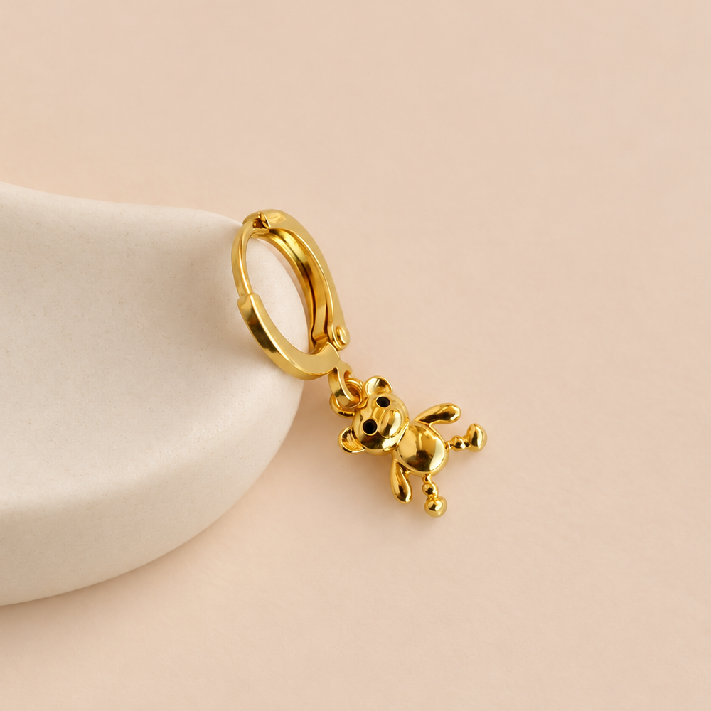 Gold Teddy Bear Cartilage Hoop Earring for Helix & Tragus, Single