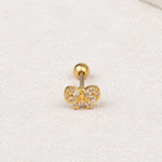 Bow Piercing Stud, 18G, 6mm, Gold, Single