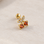 Cherry Piercing Stud, 7mm, Gold or Silver, Single