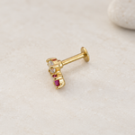 Cherry Flat Back Labret, 16G, 6mm, Gold or Silver, Single