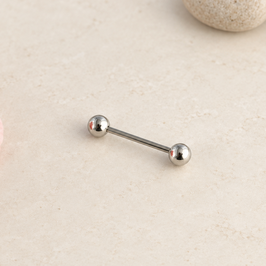 Straight Nipple Barbell with Ball Ends, 16G, 18mm, Single