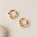 Asymmetric Square Stud Earrings, Gold or Silver, Pair